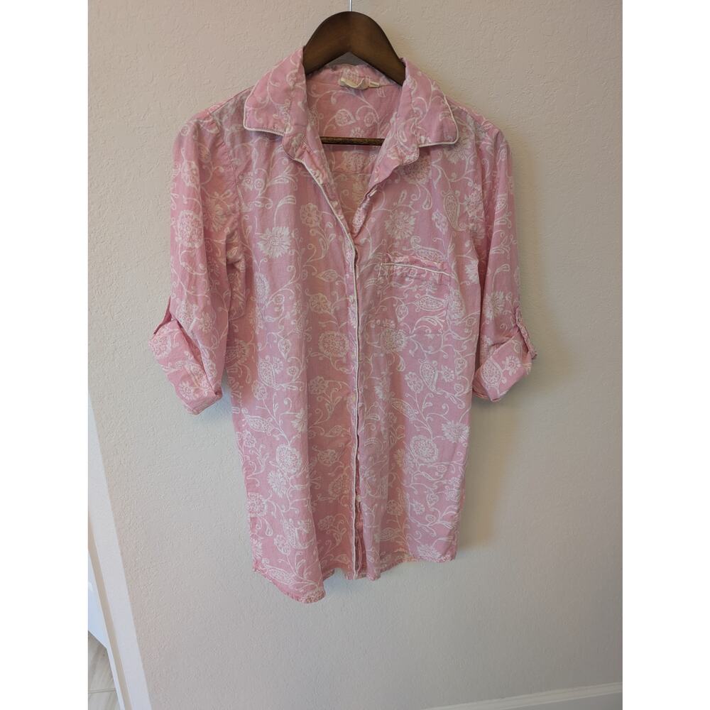 Julia Amory Pink Floral Husband Shirt Size S - Chic Cotton S